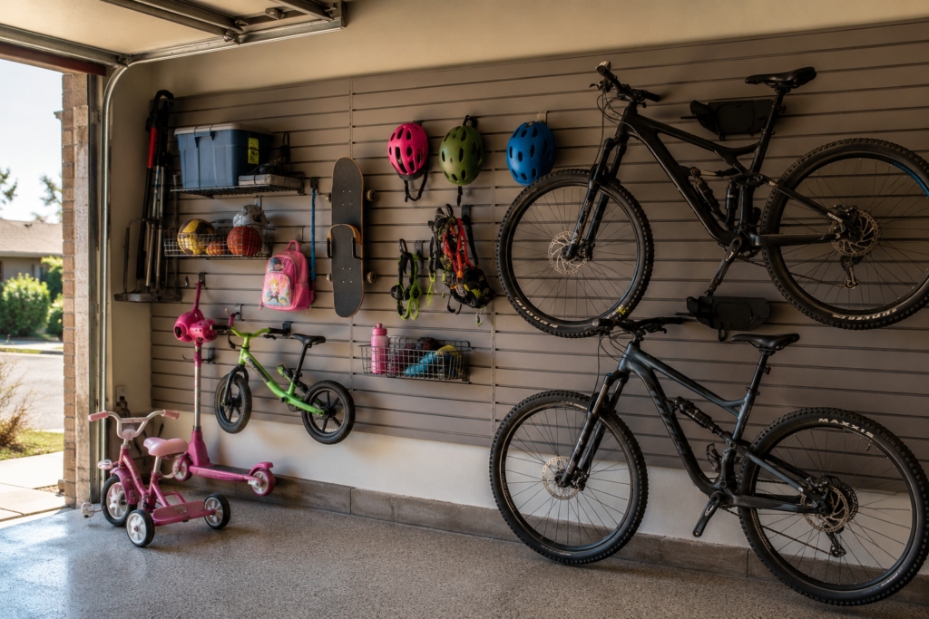 from tricycles to mountain bikes designing a garage wall that grows with your family